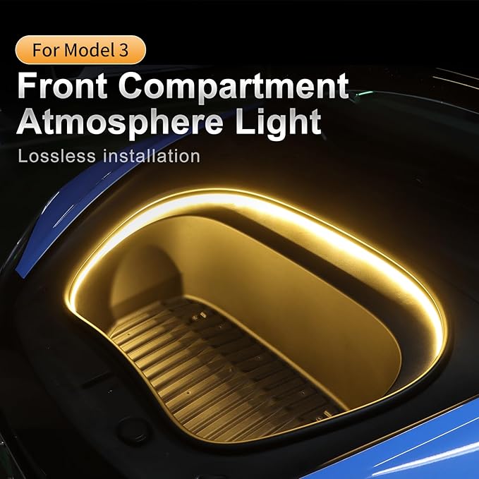Frunk LED Light Strip for Tesla Model 3 2024 2025 2026 - Waterproof & Easy Installation Interior Lighting Bar with Flexible Silicone, Frunk Ambient Lighting Accessories (DC 15V, Warm White)