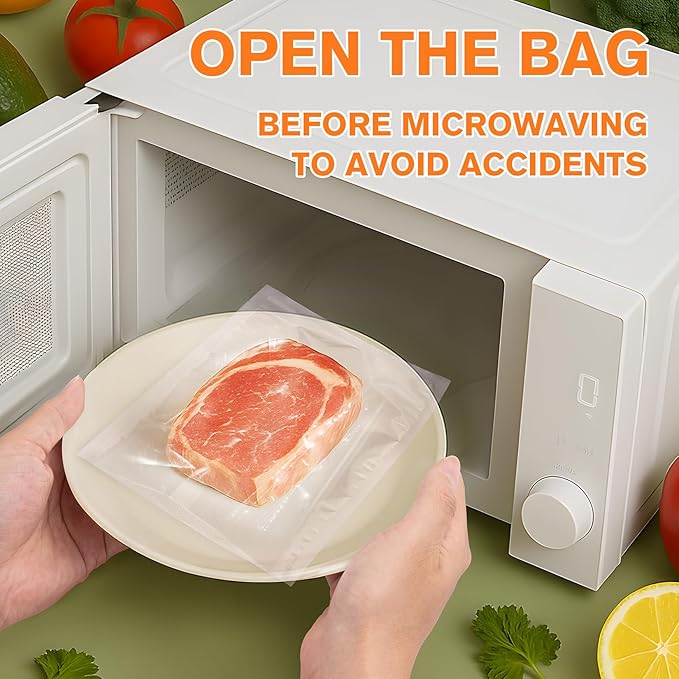 FUNFERY Precut Vacuum Sealer Bags for Food, 100 Gallon 11" x 16", Food Long-Term Storage and Sous Vide Commercial-Grade Bag, 