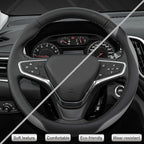 West Llama Customized Auto Car Steering Wheel Cover for Chevy Silverado,Tahoe,Equinox,Traverse,Trailblazer,Colorado(Black+Gra