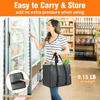 WISELIFE Reusable Grocery Bags with Handles - 8 Pack, 35L Large Shopping Bags for Groceries, Water-Resistant & Foldable Grocery Totes for Lasting Use for Kitchen, Market, Car Trunk, Picnic (Gray)