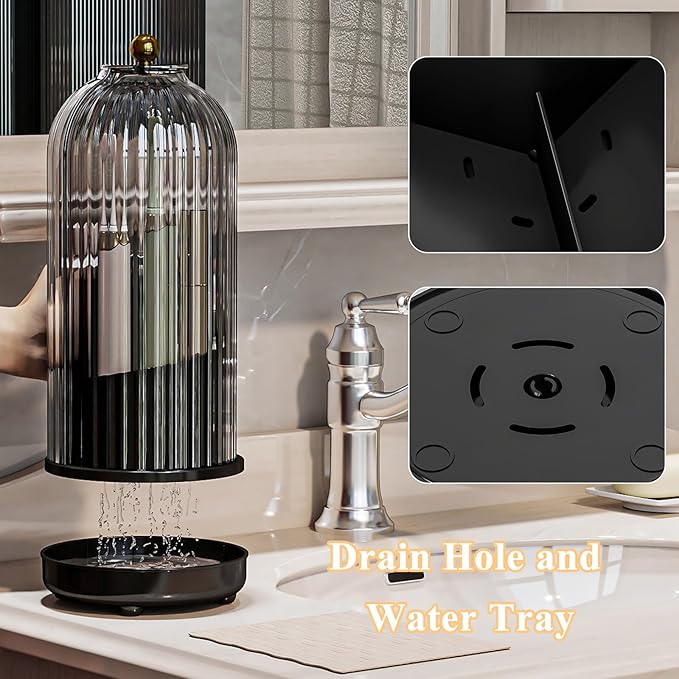 Toothbrush Holders with Cover, Drainage Rotating Electric Toothbrush Organizer, 3 Slots Tooth Brush Holder for Bathroom Count