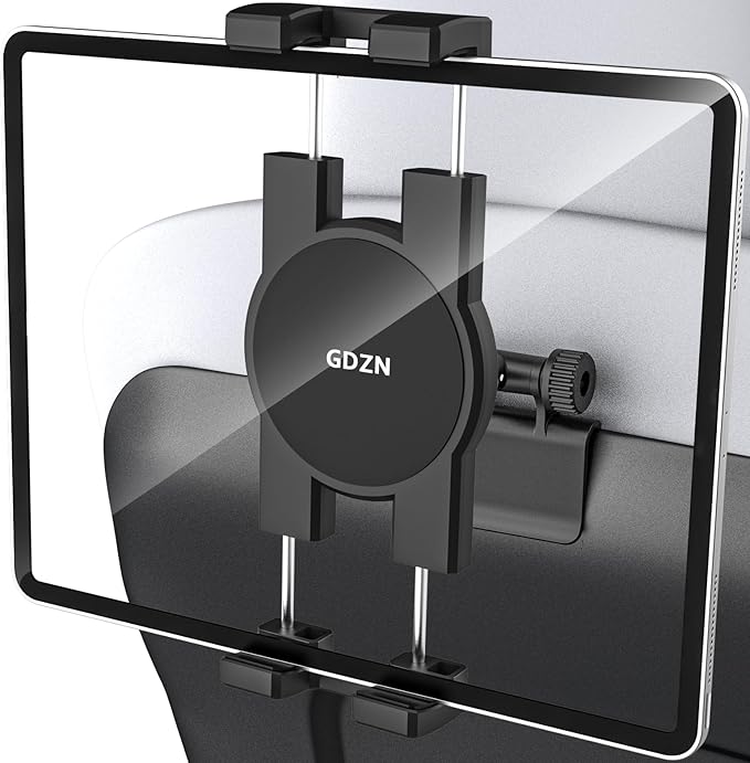 GDZN Tesla Back Seat Tablet Holder, 1-Second Install Seat-Back Wedge Mount for Model 3/Y, Metal Ball Head 360° Rotation iPad Holder for Kids Travel, Fits 4.7-13" iPad Pro/Air/Mini, Galaxy Tab, iPhone