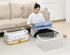 10 PCS Clear Zippered Storage Bags with Handle, Sweater Storage with Zipper, Foldable Closet Organizer Bed Sheet Organizer, C