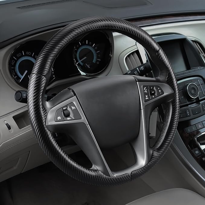 Steering Wheel Cover for Chevy Equinox 2010-2017/ GMC Terrain 2010-2017/ Buick Lacrosse 2010-2015/ Regal 2011-2013 Steering Wheel Accessories for Chevrolet (Matte Black)