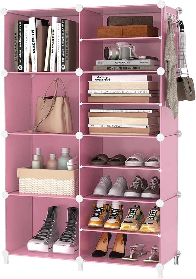 AWTATOS Closet Organizer 8 Cube Storage Shelves Clothes Organizers Closet Storage Stackable Cubby Shelving for Closet Bedroom