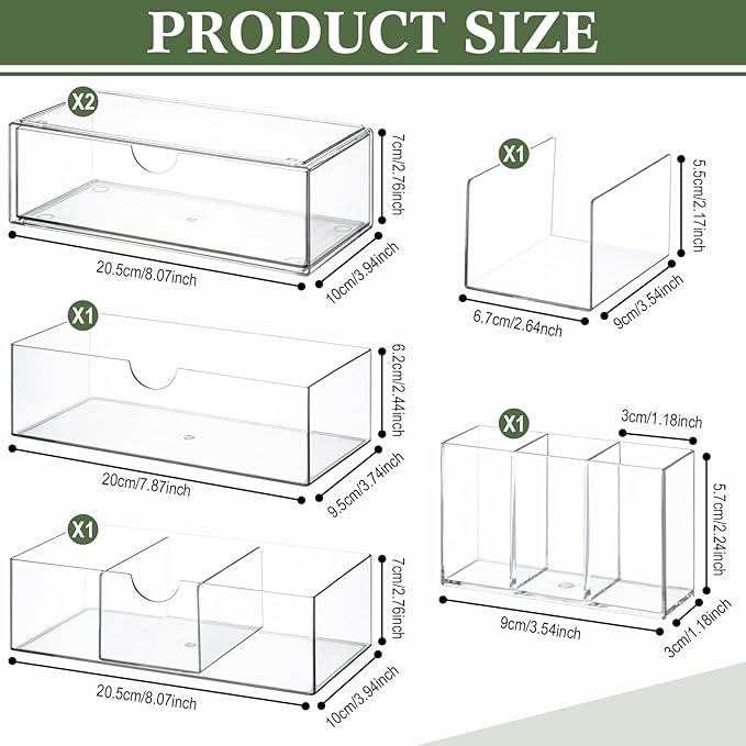 CroBlissful Medicine Cabinet Organizer 4 Tier Stackable Makeup Organizer Tray with 2 Drawers 2 Storage Box 1 Lip Gloss Holder