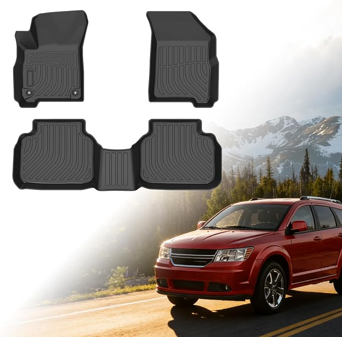 Floor Mats for Dodge Journey 2011 2012 2013 2014-2016 2017 2018 2019 2020, TPE 2015 Q5 Floor Mats 1st & 2nd Row, TPE Waterproof Summer Winter Non-Slip All Weather Floor Liners Car Accessories