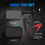 Type S Dynamic Light DL20 1000A Car Battery Jump Starter 12V 6L Gas 3L Diesel LCD Display, Car Jumper Starter Portable Charger, Jump Box, Power Bank, Emergency Hazard Lights, UL Listed - Gray
