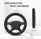 Cute Black White Polka Dots Steering Wheel Cover for Women, Universal Fit 14-15 inch,Automotive Interior Accessories Decorati
