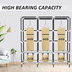 LOKEME Wardrobe Closet,Portable Closet for Bedroom Steel Pipe Diameter 19mm Strong and Sturdy Black Portable Closets for Hang