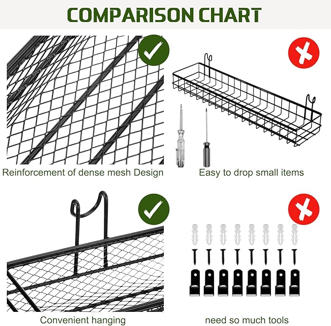 4 Pcs Metal Wire Mesh Basket for Gridwall Black Hanging Wire Mesh Basket with Hook Wall Mounted Organizer for Home Wall Displ