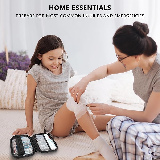 Mini First Aid Kit - 120 Piece Small Waterproof Hard Shell Medical Kit for Car, Home, Office, Travel, Camping, Sports, Outdoo