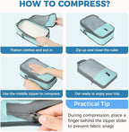 BAGAIL 6 Set Lightweight Compression Packing Cubes with Packing List, Anti-Tearing Expandable Organizer Bags for Travel, Dust