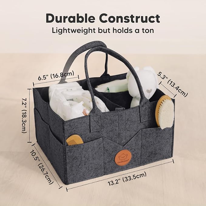KeaBabies Baby Diaper Caddy Organizer with Handle - Portable Baby Car Organizers and Storage for Nursery, Changing Table, Lar