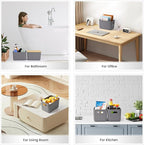 Ohmlove 4 Packs Storage Bins with Bamboo Lids - Plastic Storage Containers with Lids Stackable Storage Box：Storage Baskets fo