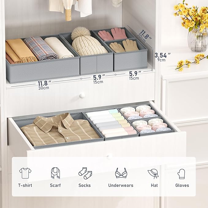 DIMJ Drawer Organizer Clothes- 26 Pack Baby Dresser Organizer for Nursery, Small Fabric Closet Drawer Organizer Bins for Unde