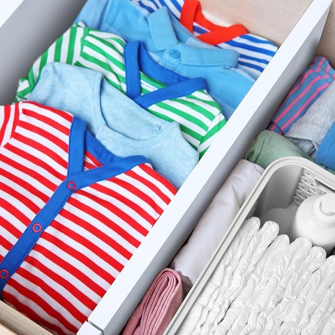4 Pcs Deep Bamboo Drawer Dividers, Deep Kitchen Dresser Drawer Organizer with Spring Loaded for Clothes, Adjustable Expandabl