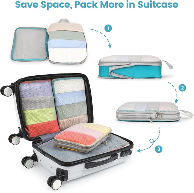 Cambond Compression Packing Cubes for Travel - Lightweight Expandable Travel Bags Luggage Organizers Travel Essentials Compre