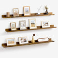 Axeman 48 Inch Floating Shelves | Brown Picture Ledge Shelf Set of 3 | Rustic Brown Wood Wall Shelves with Lip | 48" Picture 