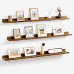 Axeman 48 Inch Floating Shelves | Brown Picture Ledge Shelf Set of 3 | Rustic Brown Wood Wall Shelves with Lip | 48" Picture 