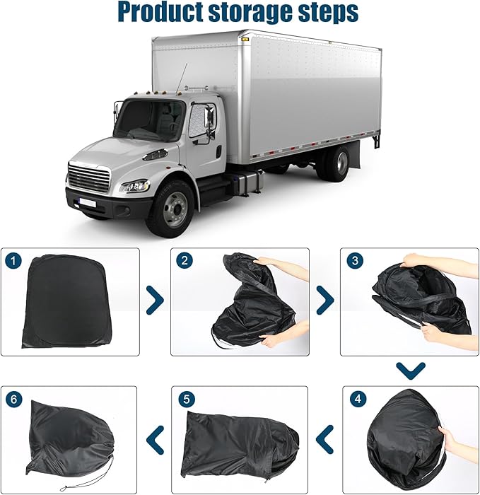 Side Window Sun Shade for Freightliner Business Class M2 S22002-2026, Custom Fit 210T Reflective Sunshade for Semi Truck, 6-Layer Heat Insulation Privacy Protector, Block 99% UV Rays, 2PCS