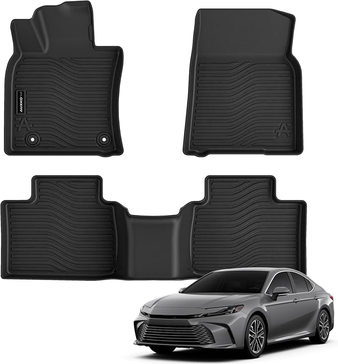 Auxko All Weather Floor Mats Fit for Toyota Camry 2025 2026 Include Hybrid LE/SE/XLE/XSE TPE Liners Camry Accessories All Season Guard Odorless Anti-Slip Floor Mats Black