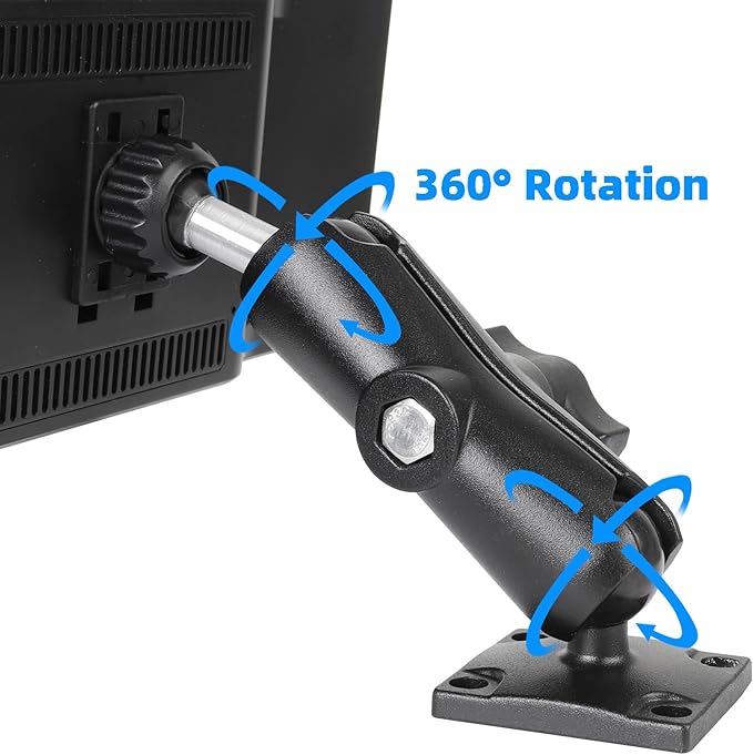 Car Mount for CarPlay Screen, Aluminum Alloy Medium Arm & Square Plate AMPS Base, Truck Vehicle Dashboard Mount for in-Car Monitors CarPlay Mounts