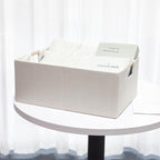 Fabric Storage Bin Box Foldable Cotton Linen Storage Basket with Wooden Handles Rectangular Cube Decorative Home Laundry Orga