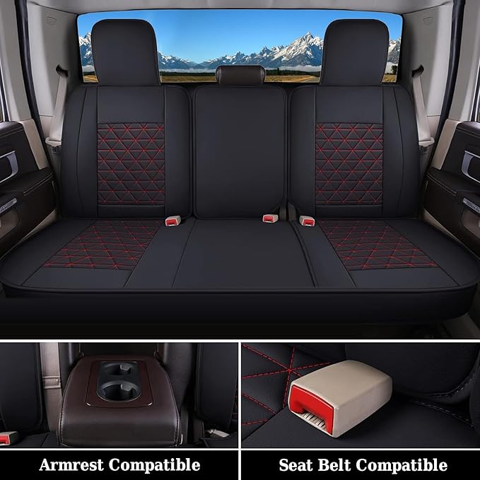 Coverado Seat Covers Full Set, Waterproof RAM 1500 Seat Cover Compatible with 2002-2025 Dodge RAM 1500 2500 3500 Truck Pickup