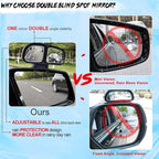 Blind Spot Mirror, Double Glass Adjustable Rear View Wide Angle Mirrors for Most Cars Truck SUV, 1 Piece (Black-Left)