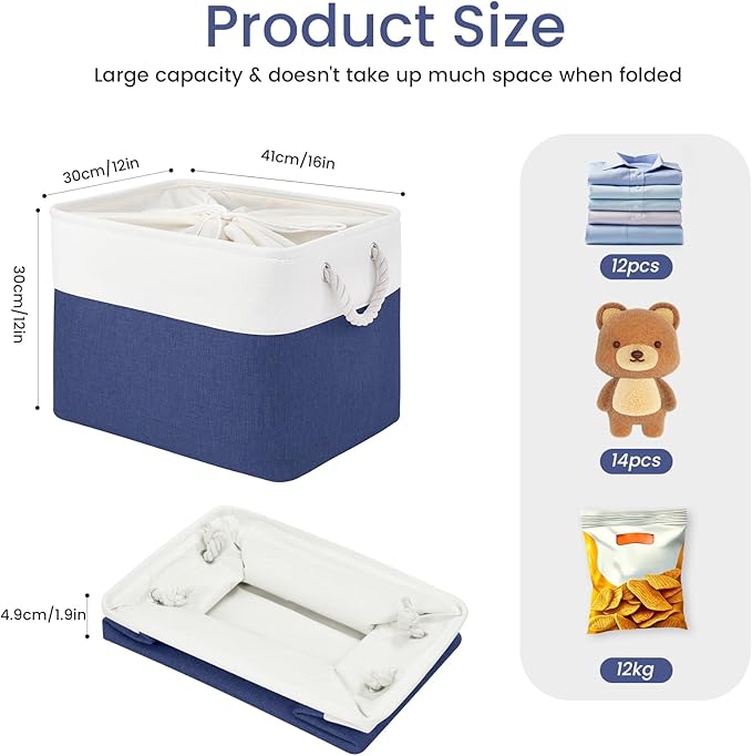 Large Storage Baskets- 16x12x12 inch Storage Bins for Shelves and Closet Organizing, Foldable Fabric Bin for Home Organizatio