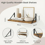 Floating Shelves, Wall Book Shelf with Brackets, 16 inch Wall Shelves Set of 3, Particle Board Wooden Shelf for Kitchen, Bath