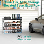 YEASHEIN 4-Tier Expandable Shoe Rack for Closet Floor, X-Frame Metal Small Shoe Rack for Entryway, Adjustable Shoe Shelf Orga