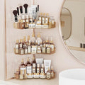 Asayuee 3-Tier Corner Bathroom Counter Organizer with Top Toothbrush Holders,Large Makeup Organizer Countertop with Brush Hol