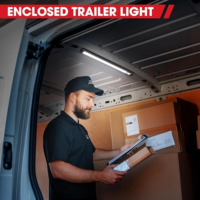12V LED Light, Enclosed Trailer Light, 12 Volt Lights, 12v LED Strip for RV Interior, Strip Lights for Trailer, Cargo, Truck, Van, Shed, RV(2Pack, 4000K, Black)