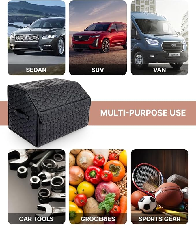 Owleys Trunk Organizer For Car - Collapsible Storage Bins - Keep Groceries, Sports Gear & Tools Secure On Road Trips - Best