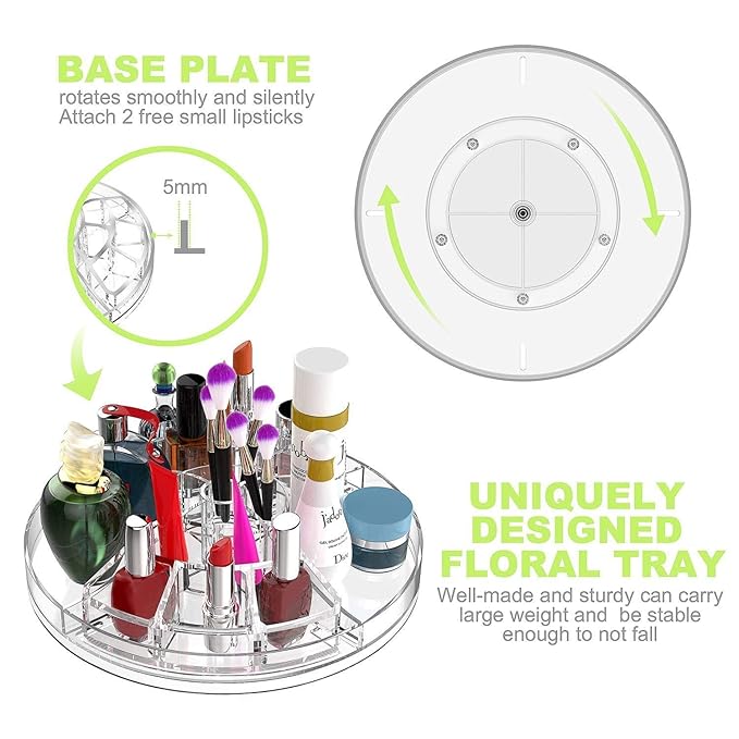 Boxalls Makeup Organizer Rotating, 8-Layer Large Capacity Cosmetics Organizer, 360 Adjustable Skincare Spinning Stand, Clear 