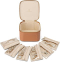 Vlando Jewelry Travel Case,Travel Jewelry Organizer with Clear Velvet Jewelry Bags 6Pcs Zipper Pouch for Women-Brown