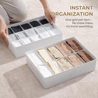 Adjustable Drawer Organizer – 19-Grid Divider for Socks, Bras & Panties, Closet Storage Box for Underwear & Dresser Drawers (