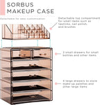 Sorbus Acrylic Makeup Organizer Set, 6-Drawer Vanity & Countertop Cosmetic Storage with Small & Wide Compartments, Bronze Glo