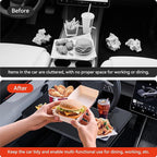 YONZEE 2-in-1 Car Steering Wheel Desk Tray & Car Seat Gap Filler Organizer – Foldable Carbon Fiber Look Table for Laptop, Eating Food, Writing – for Standard Round Steering Wheels