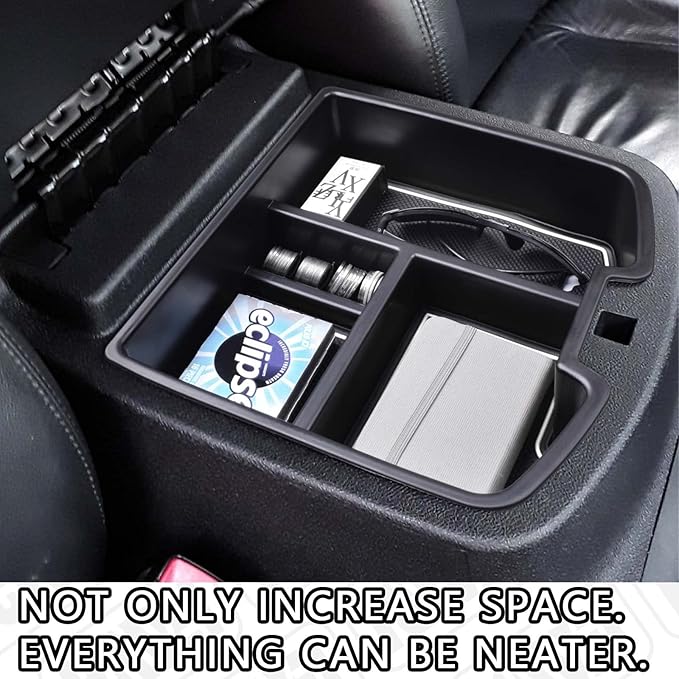 Center Console Organizer Compatible with 2007-2014 Chevy Silverado GMC Sierra Avalanche Tahoe Suburban Yukon Yukon XL Accessories, Floor Mounted Center Console ONLY, White Trim