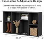 YESHOMY 8-Cube Storage Organizer, 2-Tier Black Bookshelf Open Frame, Modern Bookcase Display Shelf with Adjustable Shelves fo