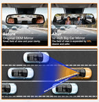 Rear View Mirror, 12 Inch Chrome Anti-glare Panoramic Rear Mirrors Universal Convex Car Interior Clip on Extra Big Wide Angle Rearview Mirror Extender to Reduce Blind Spot for Car SUV Trucks