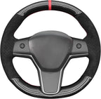 MEWANT Hand Stitched Steering Wheel Cover for Tesla Model 3 2017-2023 / Model Y 2020-2023 for Tesla Model 3/Y Accessories