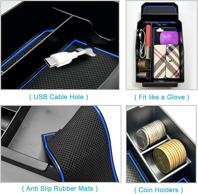 CDEFG 2023 2024 2025 2026 CX-50 Center Console Organizer Tray for 2023 2024 2025 2026 Mazda CX-50 Middle Console Armrest Storage Box 2023-2026 CX50 Accessories(Blue)