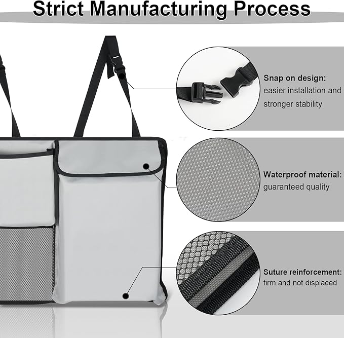 UYYE Trunk Hanging Organizer, Backseat Storage Bag, Collapsible Car Interior Accessories with 4 Pockets & 2 Mesh Pouches for