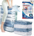 TAILI 12 Pack Vacuum Storage Bags, Jumbo Cube Space Saver (31x40x15 Inch), Large Vacuum Seal Bags for Comforters Blankets Bed
