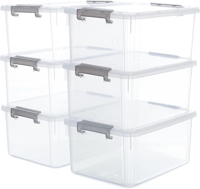 Citylife 6 Packs 17 QT Plastic Storage Bins with Lids Large Stackable Storage Containers for Organizing Clear Storage Box for