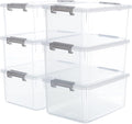 Citylife 6 Packs 17 QT Plastic Storage Bins with Lids Large Stackable Storage Containers for Organizing Clear Storage Box for